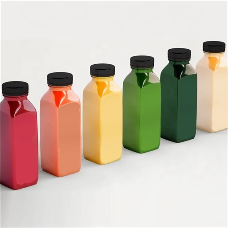 Private Label 350ml 500ml Transparent Square Juice PET Bottle