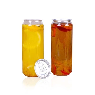 OEM plastburk med logotyp Klar plastburk aluminiumlock Soda dricksflaska Anpassad husdjursburk