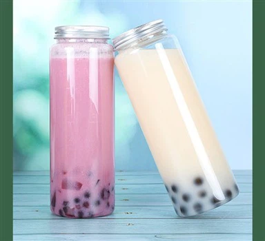 Rund husdjursjuiceflaska i plast med aluminiumlock